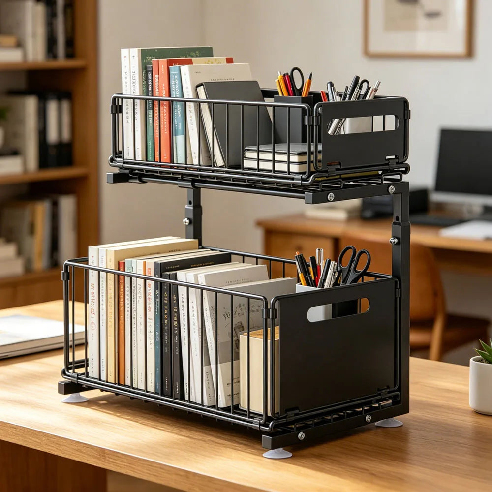 Ausziehbarer Unterschrank Organizer – 2 Ebenen & Höhenverstellbar