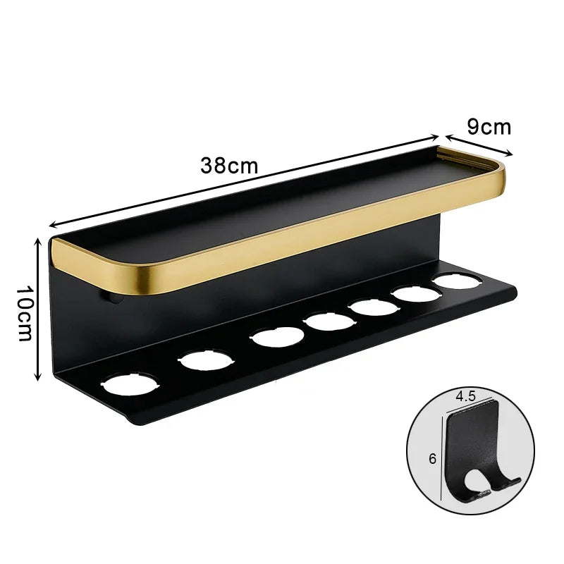 Föhnhalter mit Zubehörablage – Wand-Organizer fürs Badezimmer