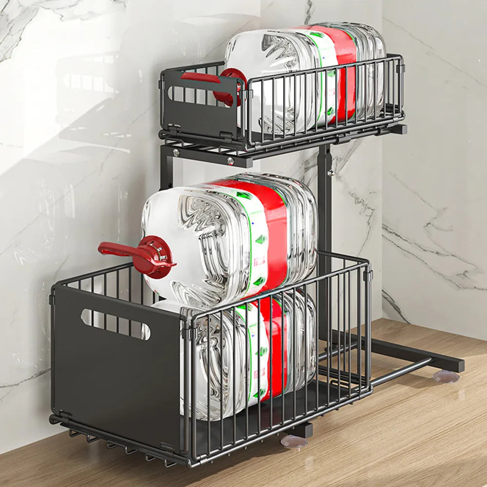 Ausziehbarer Unterschrank Organizer – 2 Ebenen & Höhenverstellbar
