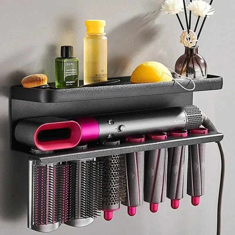 Föhnhalter mit Zubehörablage – Wand-Organizer fürs Badezimmer