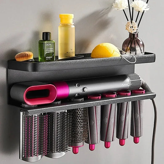 Föhnhalter mit Zubehörablage – Wand-Organizer fürs Badezimmer