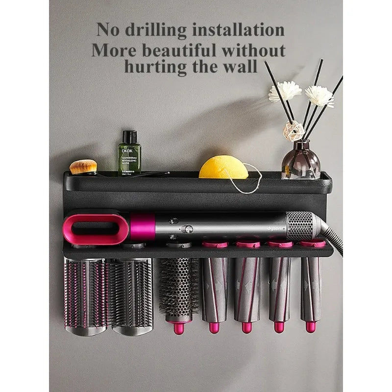 Föhnhalter mit Zubehörablage – Wand-Organizer fürs Badezimmer