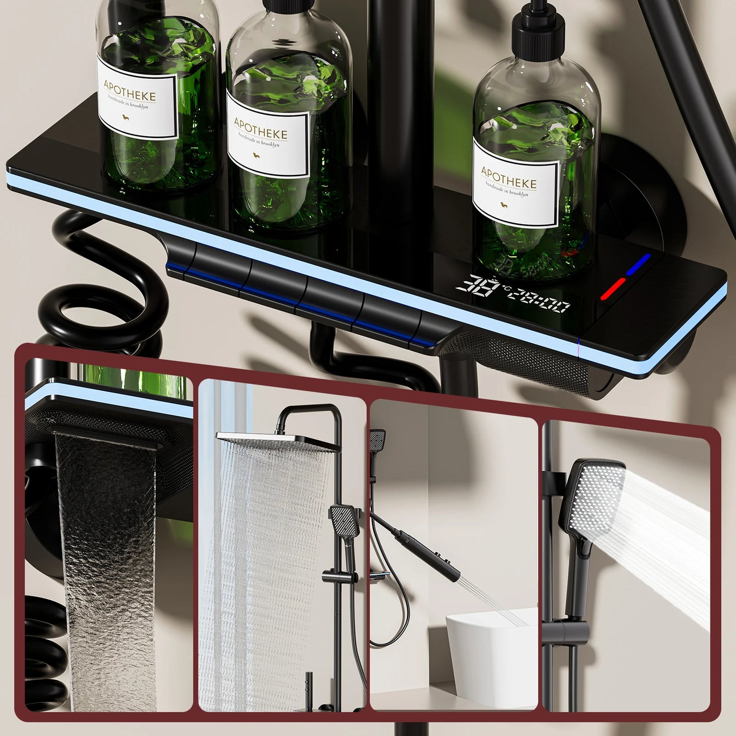 Smartes Regendusche-Duschsystem mit digitaler Temperaturanzeige