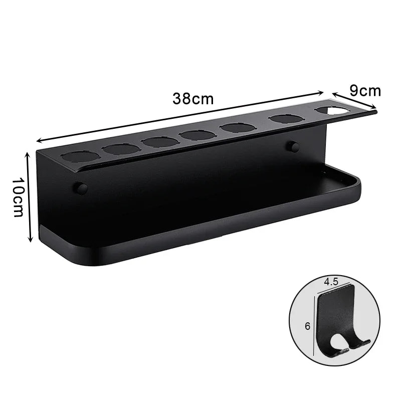 Föhnhalter mit Zubehörablage – Wand-Organizer fürs Badezimmer